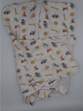 Halo Kids One-Piece White with Yellow and Brown Safari Animal Print